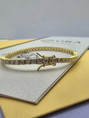 Bracelet Tennis 18k Unisex Argent 925 avec Strass Brillant, Taille 18cm - Photo 1/4