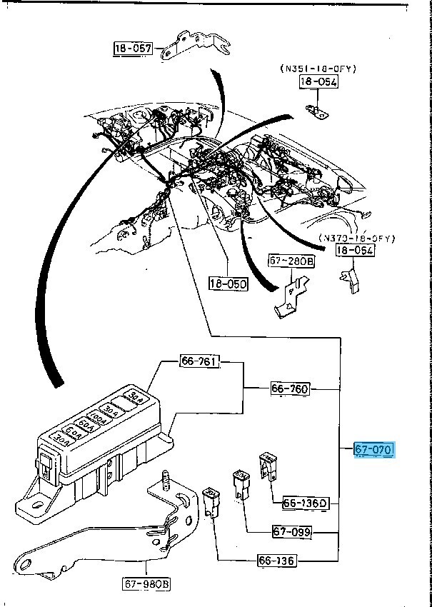 MAZDA RX-7 FC3S 89-90 Genuine M/T Engine Wiring Harness F061-67