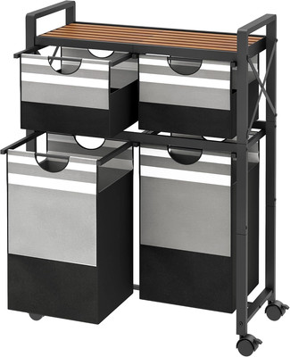 Clasificador de ropa de 2 niveles con estante, clasificador de ropa de 140 l, 4 