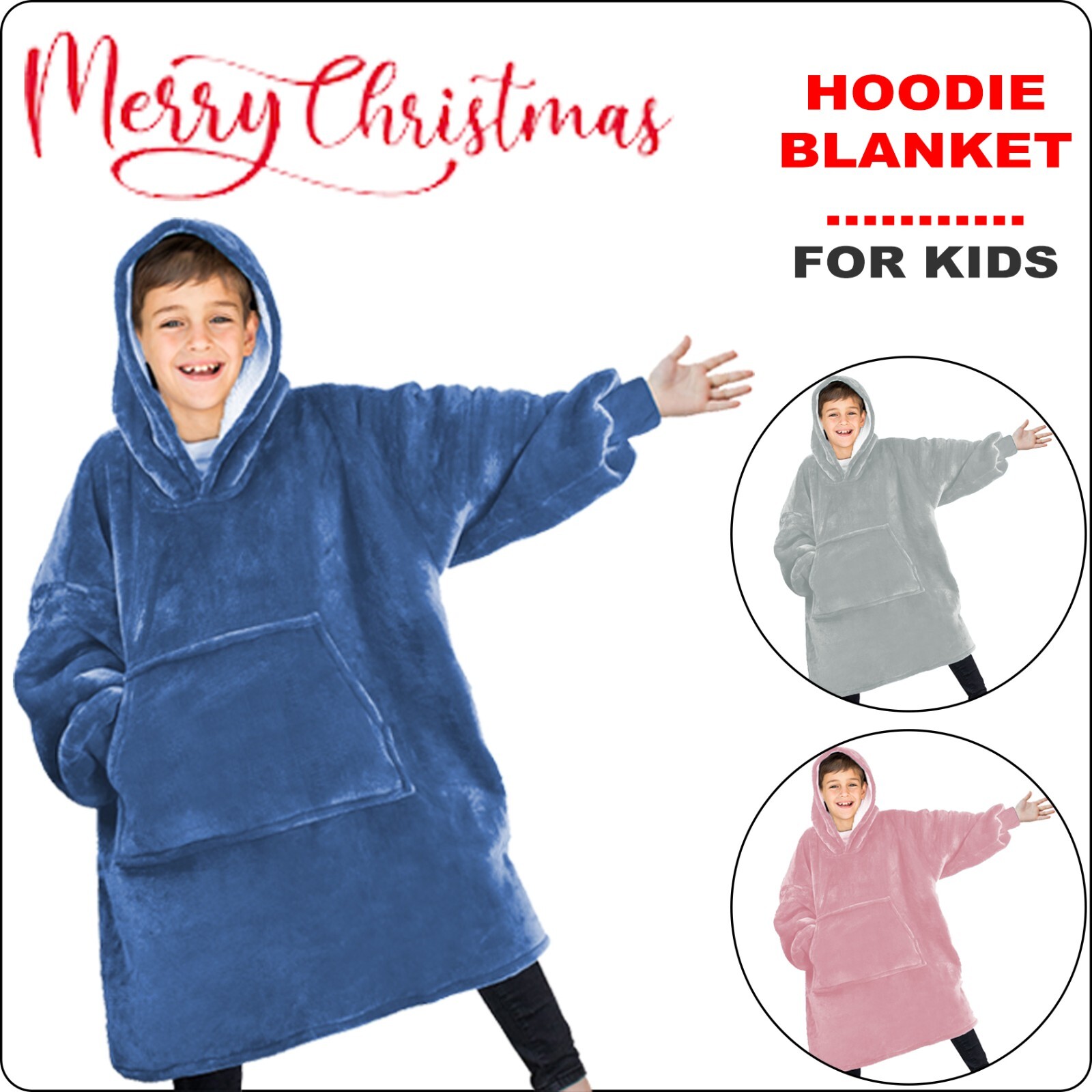 Kids Children's Hoodie Blanket Oversized Super Soft Sherpa Hooded