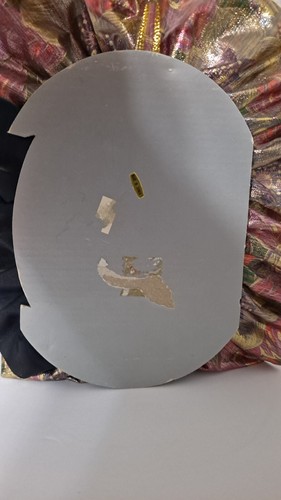 Vintage Art Nouveau Clay Mask Face Purple Brocade Woman Lady Mask Wall Hanging - Picture 8 of 8