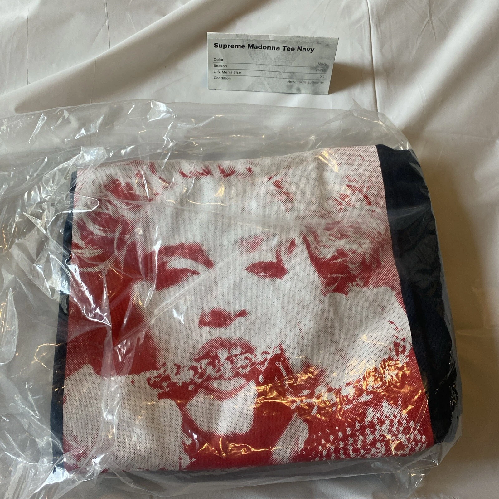 NEUF T SHIRT AUTHENTIQUE Supreme NY FW18 MADONNA   BLEU MARINE   XL Extra Large