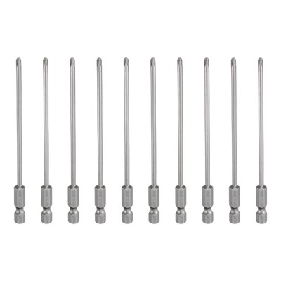 10pcs Magnetic Phillips Screwdriver Bit PH1 1/4'' Hex Shank 110mm Long 3mm Rod