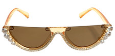 New Fashion Rhinstone designer sunglasses Peach/Brown lens
