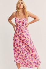 LOVE SHACK FANCY Faraday Slip Dress In Mauve Sunset Floral S NWOT