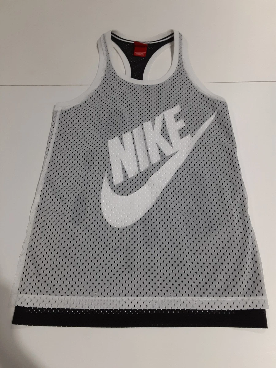 Nike Just Do It Double Layered Mesh Jersey Tank Top White-Black