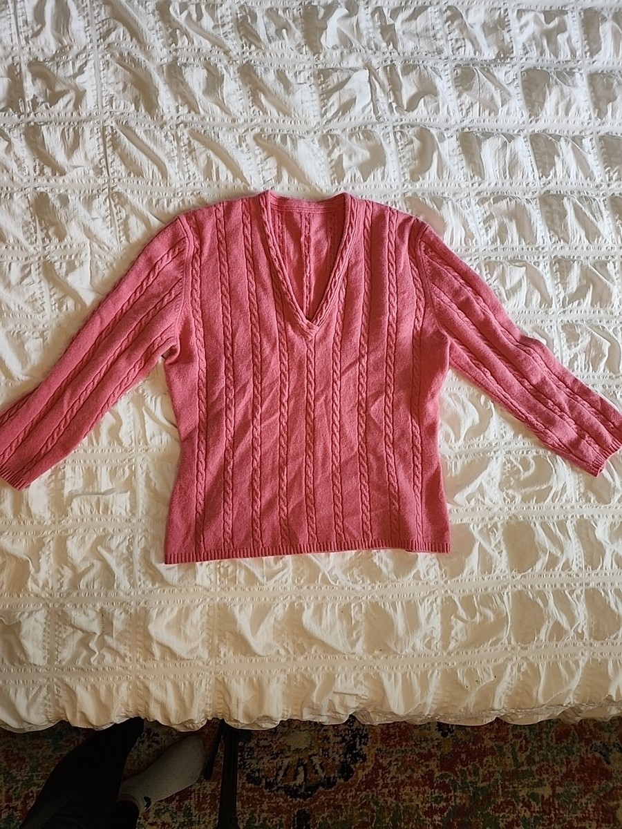 Pink Cableknit Cropped Sweater V-neck Size S Tennis, Cashmere?? | eBay