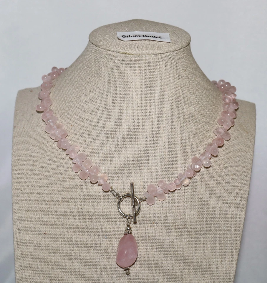 Conjunto de colar e brincos de prata esterlina quartzo rosa Silpada W1057 e N1058 - Imagem 4 de 4