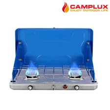 Camplux 2 Burner Propane Camping Stove Outdoor Windshield Gas BBQ Grill Cooking