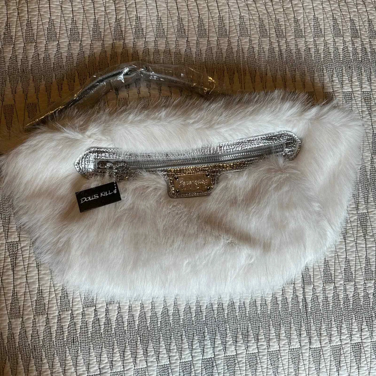 White fur fanny pack cheap