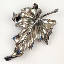 Vintage Trifari Sterling Fur Clip Large Leaf