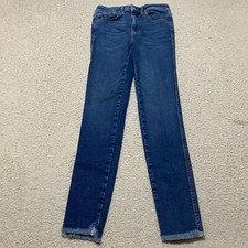 Free People We The Free Jeans Womens 27 Blue Denim Dark Wash Straight High Rise