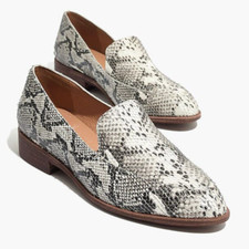 Madewell The Frances Loafers in stamped snake print slip on Womens size 8