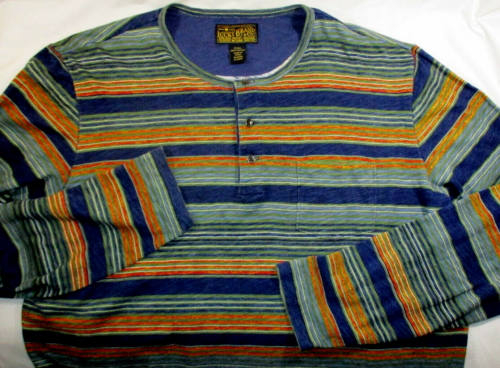 LUCKY BRAND Striped Henley Pullover L/S Shirt~Men's XXL~Lightweight~EUC! - Afbeelding 1 van 6