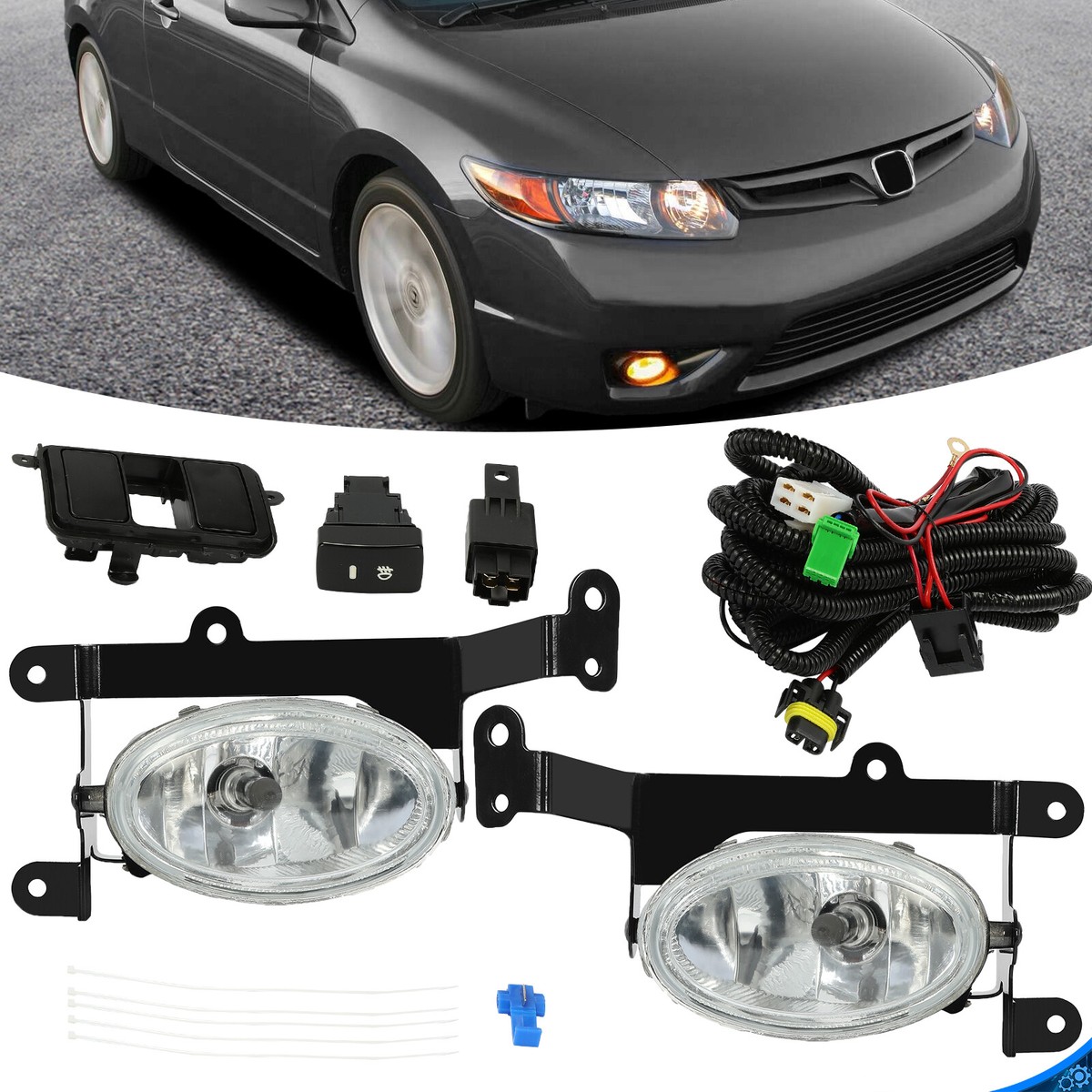 Kspeed Luces Antiniebla De Conducción De Parachoques Delantero Para Honda Civic Coupe 2006 2007 2008 De 2 Puertas, Faros Antiniebla Laterales Izquierdo Y Derecho Con Bombillas H11, Arnés De Cableado E