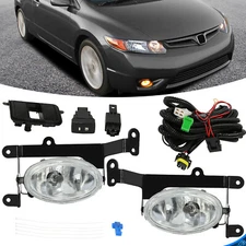 Clear Lens Bumper Driving Fog Lights For Honda Civic Coupe 06-08 W/Wiring&Switch