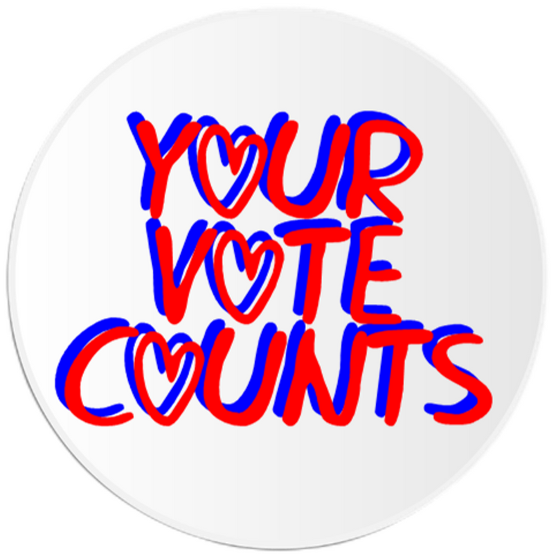 Your Vote Counts - Circle Sticker Decal 3 Inch - Voter Election Slogan