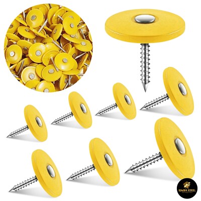 100 pc Plastic Cap Roofing Nail 12Ga x 1 inch Roofing Nail (100 Pack) Ring Shank