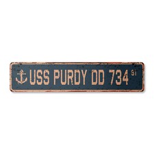 USS PURDY DD 734 Vintage Street Sign us navy ship veteran sailor rustic gift