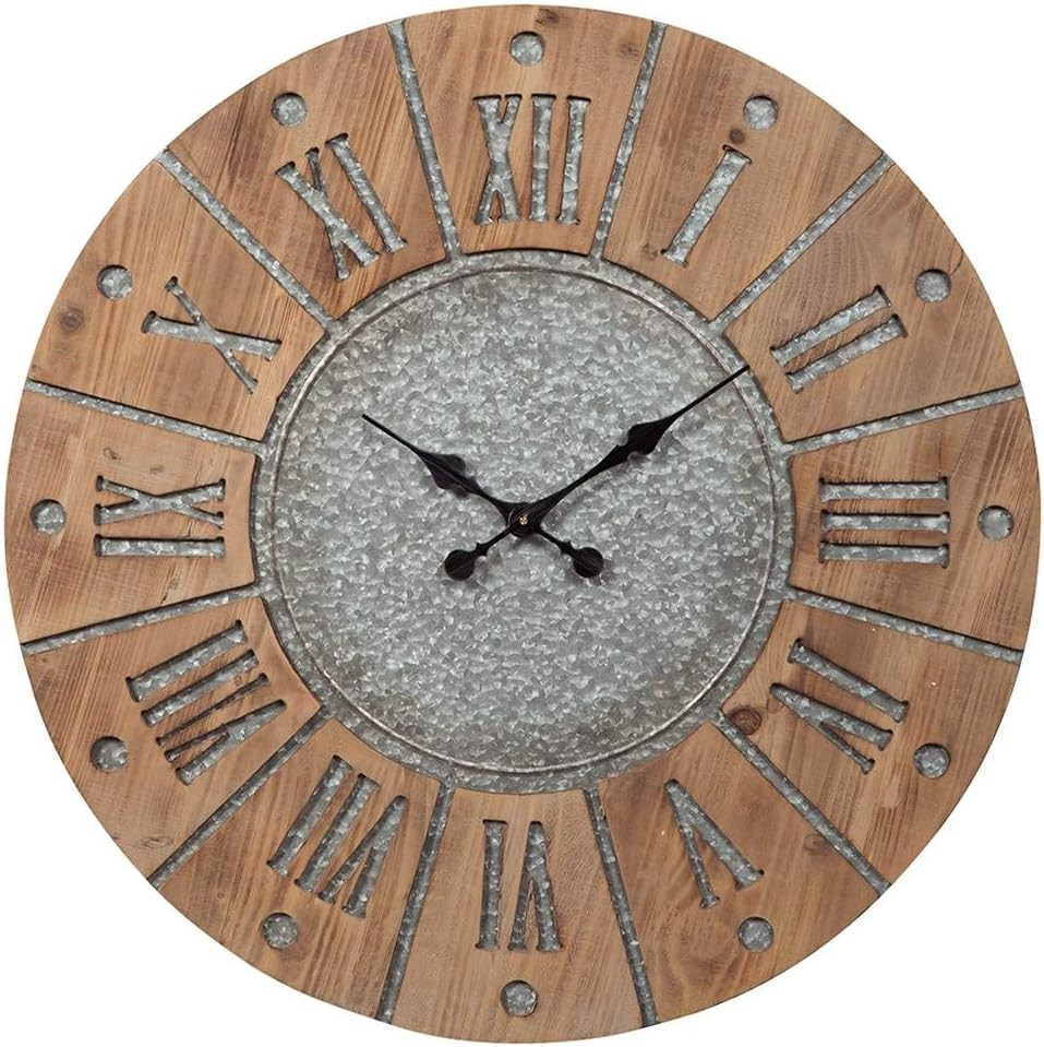Signature Design by Ashley Payson Farmhouse Wall Clock, 30 X 30 Inches, Natural
