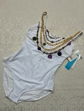 NWT GOTTEX Pandora Box Sz 16 White One Piece Full Coverage Womens Swimsuit 169