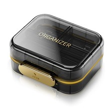 ZDQZC Portable Travel Pill Organizer with 7 Compartments - Perfect Black