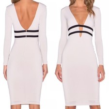 Nookie Bellissima Long Sleeve Strap Dress Nude Size 8 Revolve Midi Cocktail