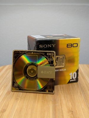 SEALED 10-Pack Sony ''Prism Gold'' 80min MiniDiscs (10MDW80PRB) Minimal Design