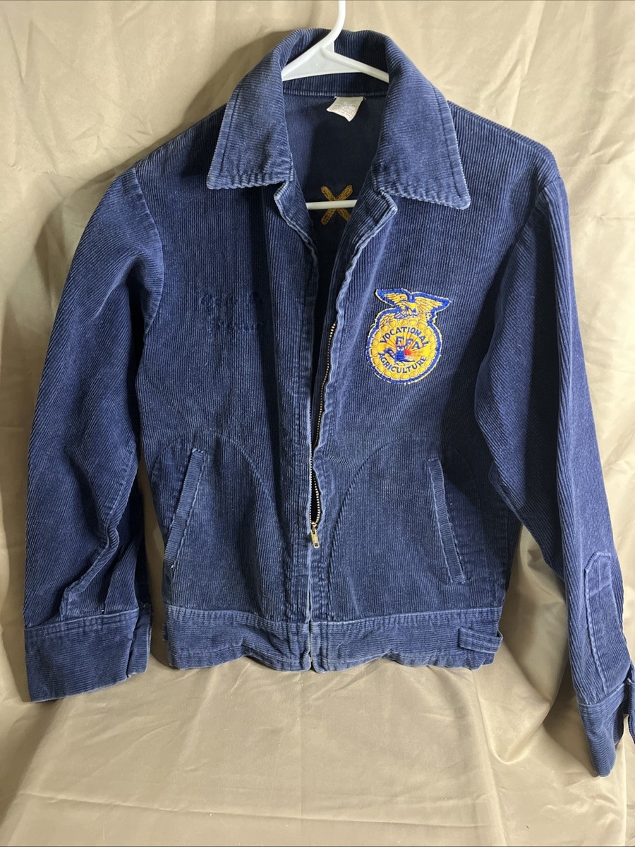 Vintage Late 70s FFA La Joya Texas Blue Corduroy Jacket Sz 36 USA