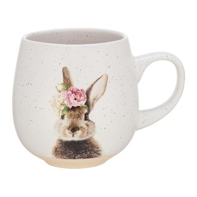 AMBITION Kaffeebecher aus Keramik Hopsa 480 ml Blumen Tee Ostern Hase modern