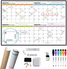 Dry Erase 4 Month Wall Calendar - 38X26 Inches - Blank Undated 4 Month Dry Erase