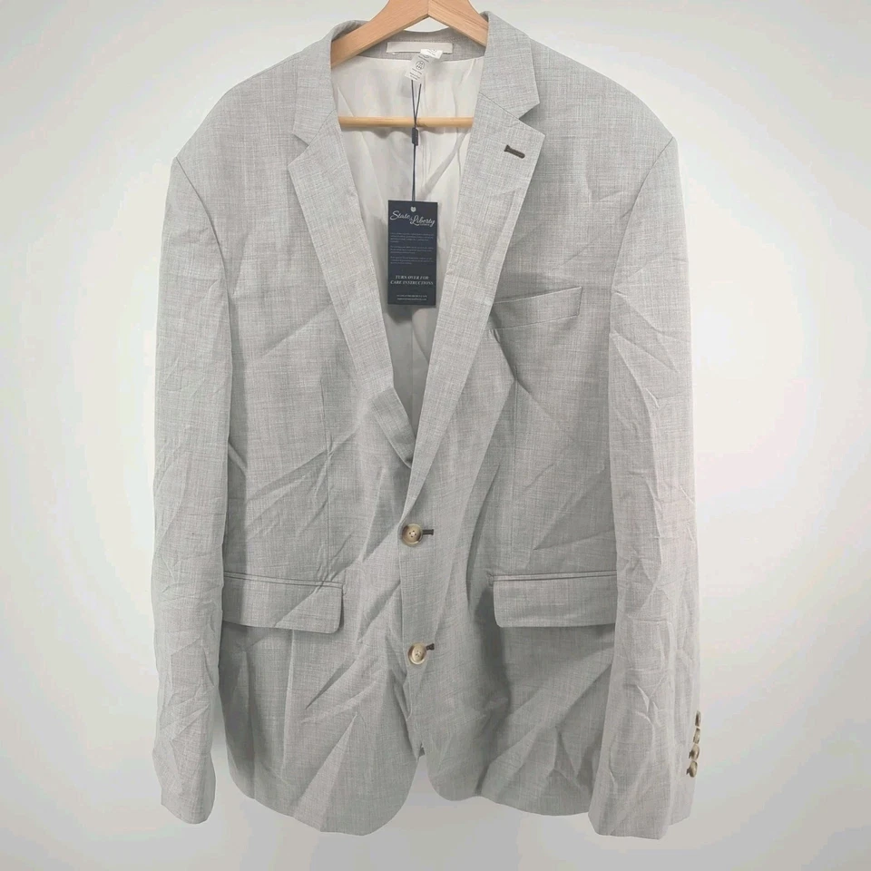 State & Liberty Athletic Fit Stretch Blazer Heathered Light Grey Size 38 READ - Image 2 of 4