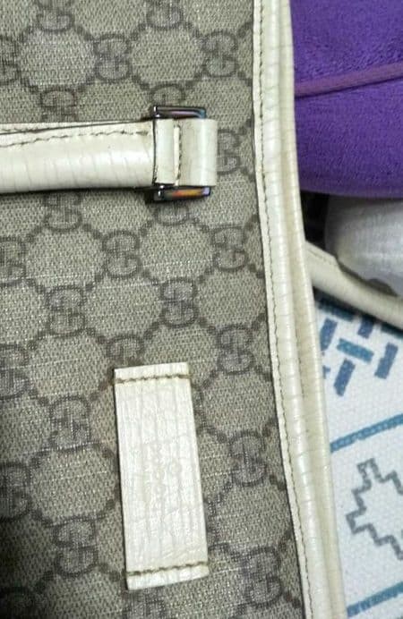 Gucci Gray Canvas Leather Tote Bag with Interior Pocket Authentic thumbnail 6