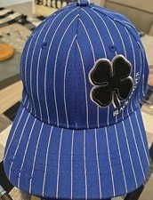 Live Lucky Black Clover Cap/ Hat-Unusual Blue & White Stripes, sizeS/M (~7 1/4)