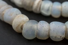 Antique Dutch Moon Beads from Ethiopia 13mm African White Round Glass Large Hole