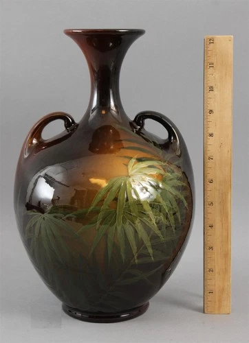 Antique 19thC American Arts & Crafts WELLER Louwelsa Art Pottery 2-Handled Vase
