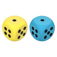 2Pcs Foam Dice, 3.8cm/1.5inch Six-Sided Dice Stress Ball Yellow, Blue 