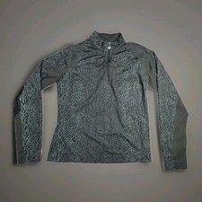 Nike Quarter Zip Green Patterned Dri Fit Long Sleeve Gold Shirt