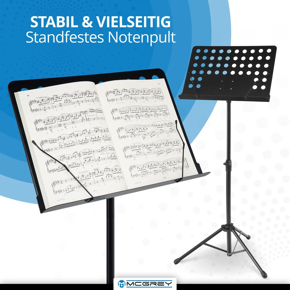 Spartito musicale leggio per orchestra treppiede per spartiti metallo lamiera forata stabile nero - Immagine 2 di 4