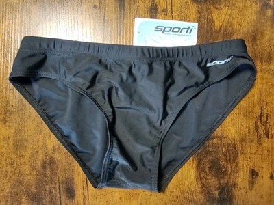 Sporti Mens Swim Brief Size 34 Black NEW NWT