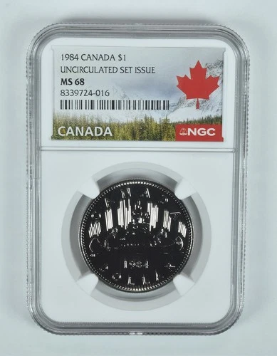 1984 Canada 1 Dollar Voyageur Unc Set Issue MS68 NGC Canada Label *1053
