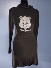 NEW Size S Small Shein Glittery Sequin Care Bears Fur Cuffs Collar Black Dress