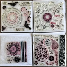 Close to My Heart Lot Of 4 My Acrylix Stamps, Free Spirit Flourishes Alfresco