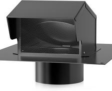 8 Roof Vent Cap with Damper   Galvanized Steel Exterior Wall Vent Cover Black