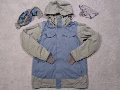Flylow Men's Large Waterproof Ski Snowboard Jacket Hooded Blue Green Shell L