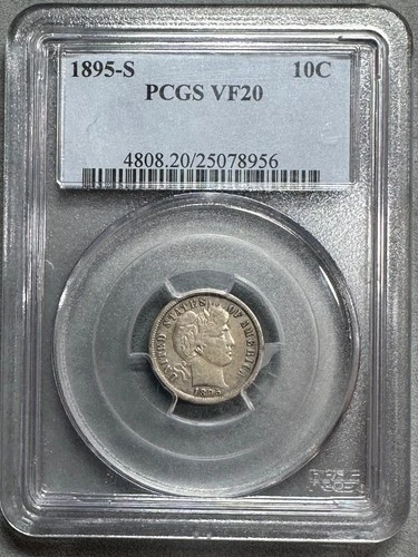 1895-S  BARBER DIME   PCGS  VF20   BETTER DATE
