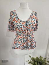 Monsoon Pomegranate Print Tea Top - Size S