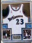 BULLS WIZARDS MICHAEL JORDAN SIGNED FRAMED JERSEY WITH TRIBUTE PATCH UDA COA — photo 1