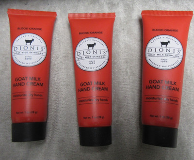 3 DIONIS  GOAT MILK HAND CREAM  - BLOOD ORANGE - 1 OZ EACH -