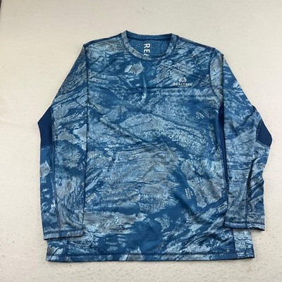 RealTree Fishing Aspect Shirt Mens XL Blue Long Sleeves Outdoor Wave Tee NWT
